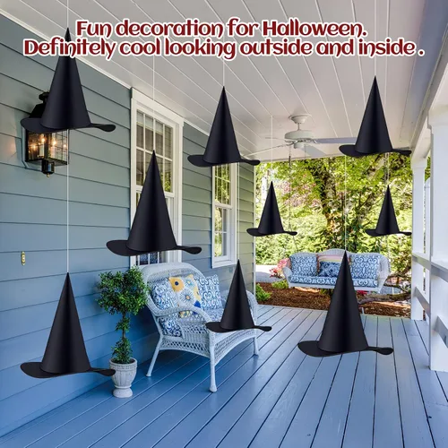 Miniatura 4 de Legigo Sombrero de bruja para disfraz de Halloween, sombrero de bruja colgante negro, accesorios de disfraz de bruja para Halloween, fiesta de 12