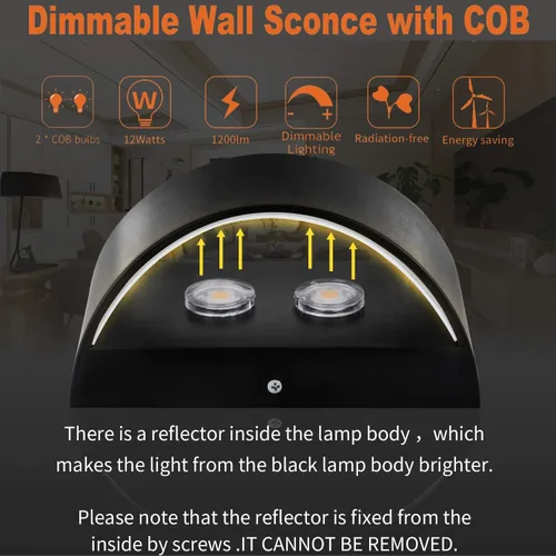 Miniatura 7 de Lightess Lámpara de pared LED interior regulable, luces de pared modernas de 12W, iluminación de pasillo cálida para sala de estar, dormitorio