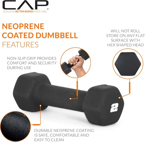 Miniatura 3 de CAP Barbell Neoprene Dumbbell Weights Pairs & Sets Black
