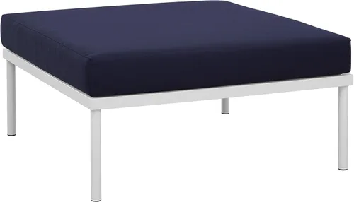 Miniatura 12 de Modway Harmony - Otomana de aluminio para patio al aire libre con cojín en blanco y blanco