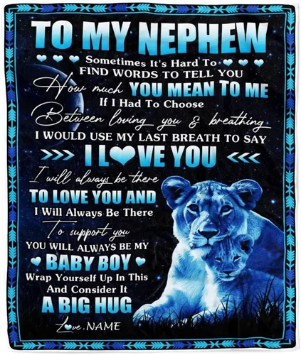 Miniatura 30 de Manta personalizada con texto en inglés «To My Nephew from Aunt Auntie Uncle You Will Never Lose Lion Nephew, cumpleaños, graduación, Navidad, manta