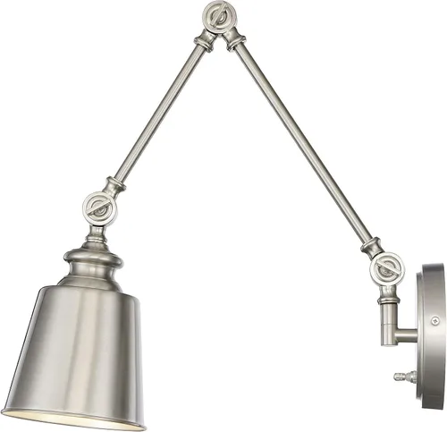 Miniatura 4 de TW90033BN Lámpara de pared con brazo oscilante transicional de 1 luz (juego de 2), 100 vatios, en níquel cepillado
