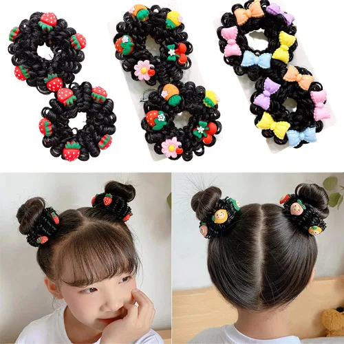 3 pares de moños en forma de dona para cabello grueso de niñas: moños de ballet y accesorios para pelucas