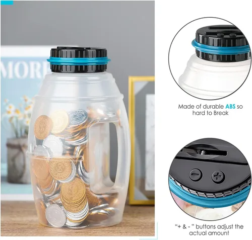 Miniatura 6 de Alcancía extra grande para niños y adultos, banco digital Vcertcpl con contador de monedas LCD, capacidad de 2.8 L, tarro de dinero para adultos