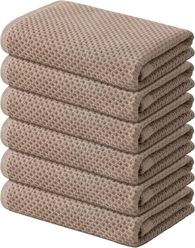 Miniatura 117 de Kitinjoy - Paños de cocina de 100 % algodón, tela de tejido gofrado, paño de limpieza ultrasuave, absorbente y de secado rápido. Gris Oscuro