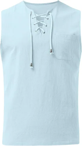 Miniatura 2 de Camisetas sin mangas de verano para hombre camisetas casuales de verano playa hippie camisetas de entrenamiento con bolsillo en el pecho