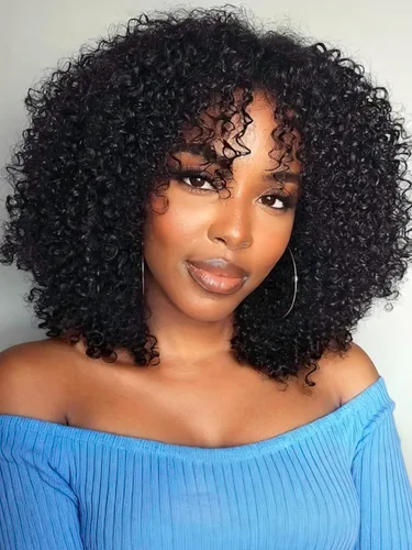 Miniatura 12 de KLAIYI Bye Bye Slip™ - Pelucas de cabello humano con encaje frontal 7x5, color marrón castaño degradado, rizado, sin pegamento, precortadas de 7 x