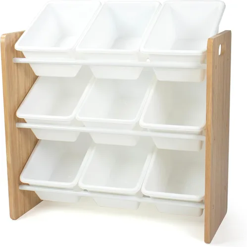 Miniatura 10 de Humble Crew Organizador de juguetes de 9 compartimientos: contenedores de plástico blanco Cambridge, solución de almacenamiento de 3 niveles