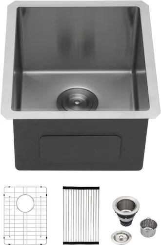 Miniatura 14 de Logmey Fregadero de cocina de montaje inferior de 33 pulgadas 33x19 Fregaderos de acero inoxidable SUS304 calibre 16 hechos a mano de un solo