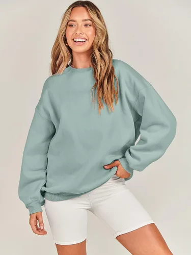 Miniatura 7 de ANRABESS Sudadera de gran tamaño para mujer, de forro polar, manga larga, cuello redondo, informal, para otoño 2023, ropa de moda