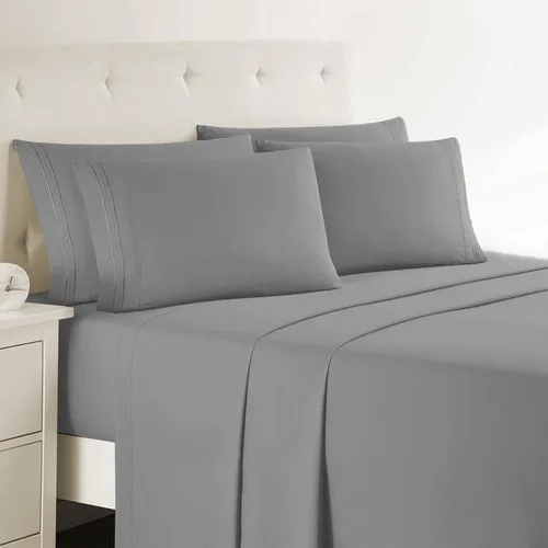 Miniatura 36 de Clara Clark - Juego de sábanas King con Flex Top, 6 piezas - Sábanas de lujo para cama King con cabeza dividida, juego de cama súper suave, King