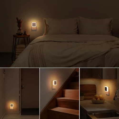 Miniatura 7 de Sujeet Luz Nocturna, Set de 8 Luces Nocturnas Enchufables en la Pared, Luz Nocturna Enchufable, Lámpara LED de Atardecer al Amanecer (Blanco Cálido)