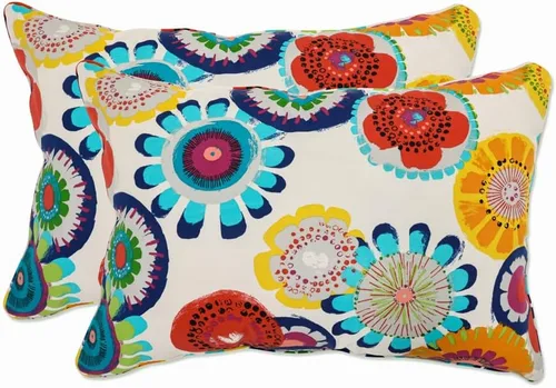 Miniatura 67 de Pillow Perfect - Cojines decorativos florales brillantes para interiores/exteriores, 2 unidades, lumbar - 11.5 x 18.5 pulgadas, verde/rojo Zoe