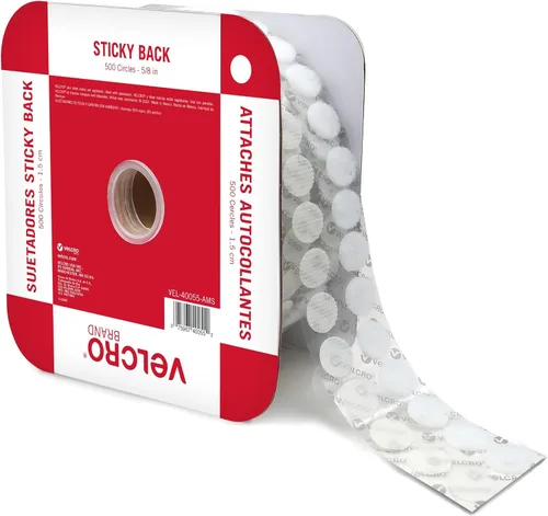 Velcro Brand Puntos de Respaldo Adhesivo | Paquete a Granel de 500 piezas Blanco | Círculos Pequeños de 5/8 Pulgadas | Gancho y Velcro Adhesivo