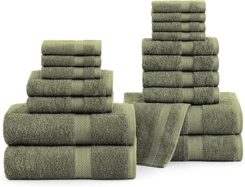 Miniatura 24 de LANE LINEN - Juego de toallas de baño, 18 piezas, 100% algodón, tamaño grande, 4 toallas de baño, 6 toallas de mano, 8 toallas pequeñas, para spa