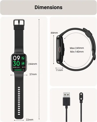Miniatura 7 de Tensky Reloj inteligente para hombres/mujeres, Android, iPhone/Samsung, Alexa integrado, pantalla táctil de 1.8 pulgadas, rastreador de actividad