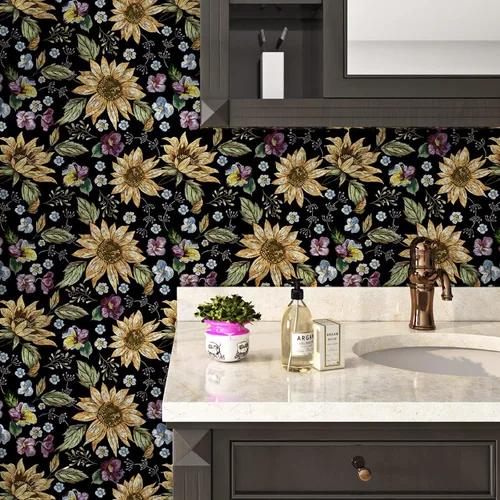 Miniatura 2 de ReWallpaper Papel tapiz floral para despegar y pegar, estilo vintage, papel de pared prepegado para gabinetes, papel tapiz extraíble de flores