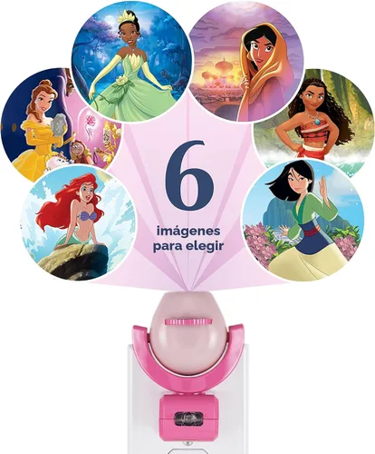 Miniatura 6 de Projectables Disney Princess - Luz nocturna LED para niños, proyector, enchufe, sensor del atardecer al amanecer, Belle, Jasmine, Ariel, Moana