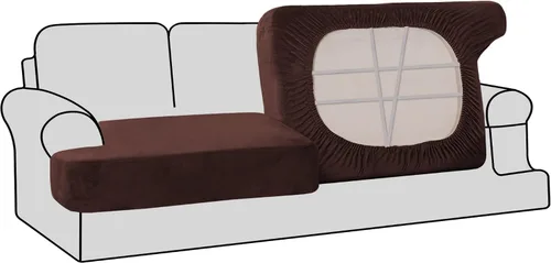 Miniatura 42 de H.VERSAILTEX Fundas de terciopelo elástico para silla con cojín en forma de T para sala de estar, funda de sofá, funda de asiento con cojín