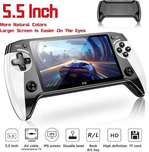 Miniatura 2 de X9 - Consola de juegos portátil retro, consola de juegos retro, pantalla HD IPS de 5.5 pulgadas, más de 20.000 juegos clásicos, salida de TV