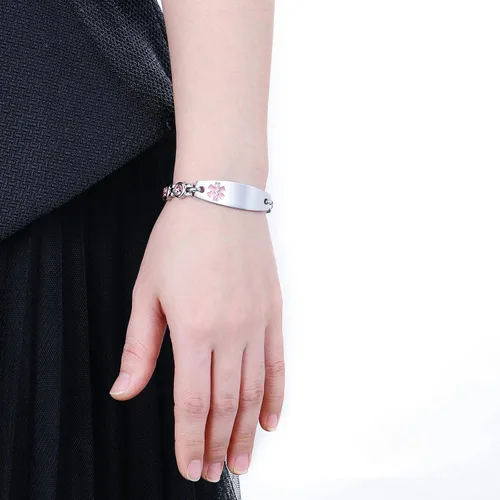 Miniatura 2 de JFJEWER Pulseras de alerta médica para mujeres y hombres, grabado gratis, pulsera de identificación médica personalizable, incluye una tarjeta