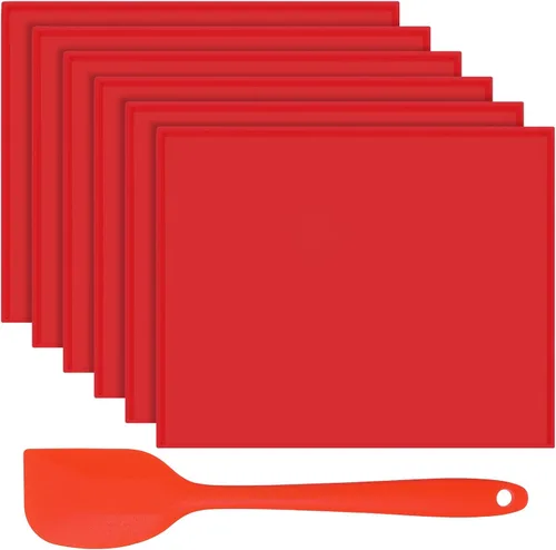 6 hojas de deshidratador de silicona, bandejas antiadherentes de cuero de frutas para deshidratador con raspador de silicona compatible con Cosori