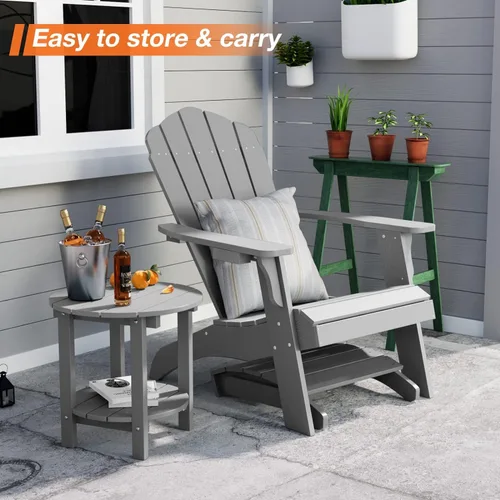 Miniatura 8 de YEFU Adirondack - Juego de 2 otomanas Adirondack, reposapiés de patio, reposapiés Adirondack plegable, resistente a la intemperie para silla Gris