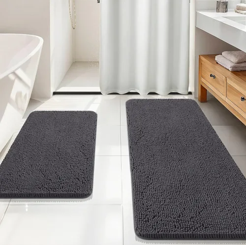 Miniatura 81 de OLANLY Juego de alfombras de baño de 2 piezas, alfombras de baño de chenilla suave y absorbente y alfombra de contorno en forma de U para inodoro