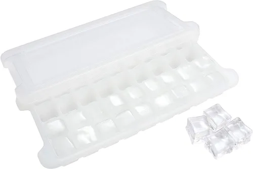 Miniatura 13 de Bandeja de cubitos de hielo, bandeja de hielo de silicona suave con tapa de polipropileno, bandejas flexibles para cubitos de hielo para congelador