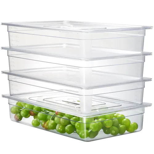 Miniatura 24 de CURTA Paquete de 6 bandejas de comida NSF, tamaño medio de 2 1/2 pulgadas de profundidad, plástico de policarbonato comercial transparente apto