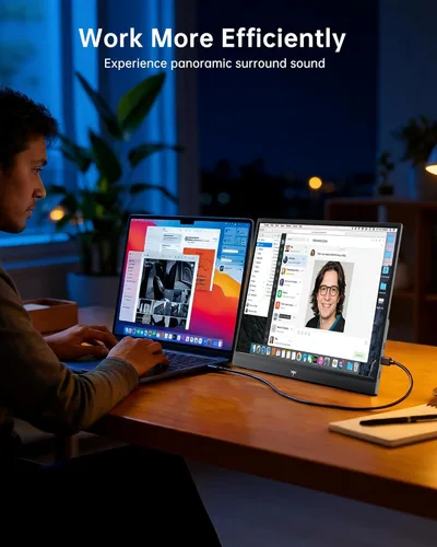 Miniatura 4 de KTC Monitor portátil de 15.6 pulgadas, FHD 1080P Extensor de monitor para portátil de viaje con USB-C HDMI, pantalla IPS HDR ultra delgada