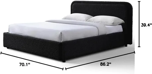Miniatura 3 de Chloe - Cama de plataforma tapizada No requiere somier (borde negro, marco de cama queen)