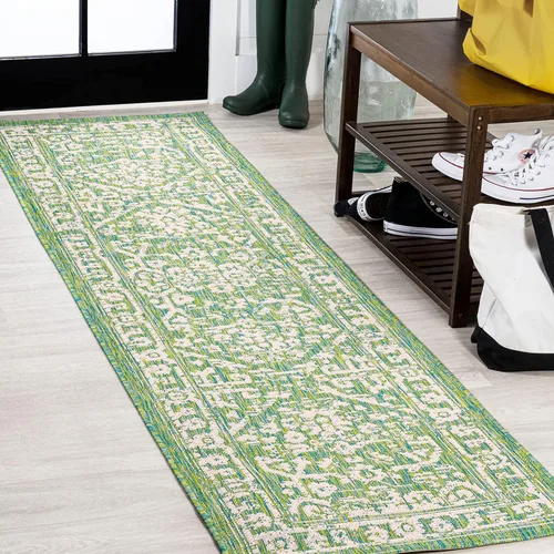 Miniatura 24 de JONATHAN Y Boho Medallion - Alfombra para interiores y exteriores, 3 x 5 pies, color verde azulado/gris, tejido texturizado Malta, para patio