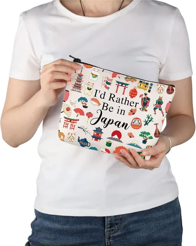 Miniatura 6 de PWHAOO Japón Travel Travel Gift I'd Rather Be in Japan Makeup Bag Japón Viaje Vacaciones Cosméticos Bolsa Japón Souvenir Gift, Más bien estar
