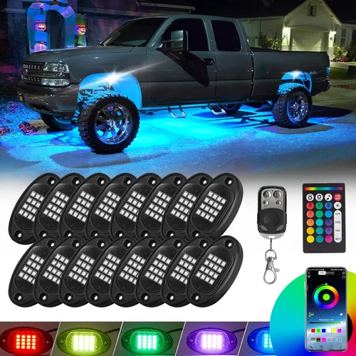 Miniatura 13 de 8 vainas RGB LED Rock Lights para Jeeps, camiones, carrito de golf, ATV, UTV RZR, SUV, todoterreno, kit impermeable multicolor con aplicación, modo
