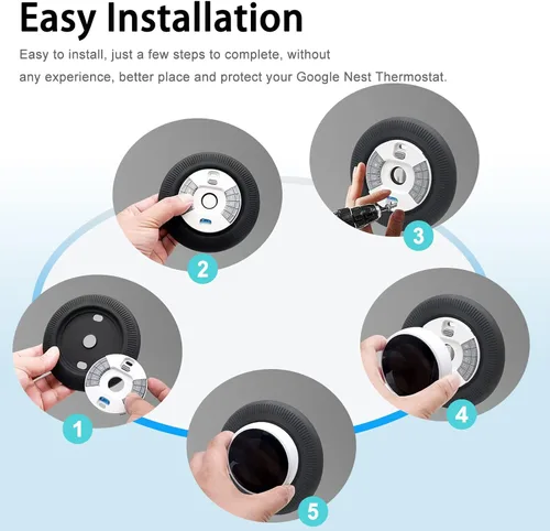 Miniatura 5 de Miimall Compatible con el kit de ajuste de termostato Google Nest, cubierta de placa de pared de termostato de silicona para huellas dactilares
