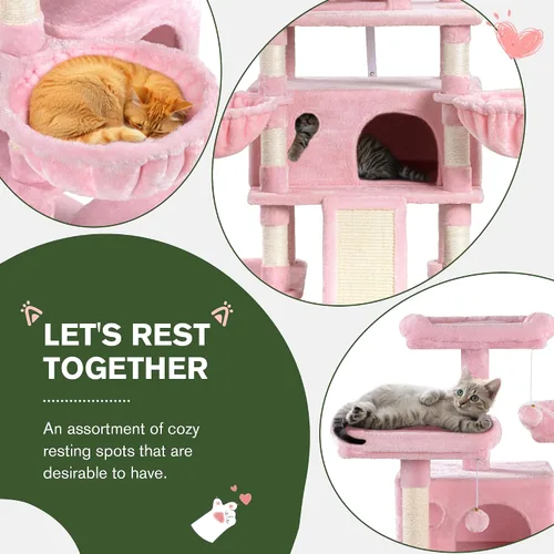Miniatura 4 de MUTICOR Torre de árbol grande de varios niveles para gatos de 68 pulgadas con condominio/perchas de felpa acogedoras/postes rascadores de sisal
