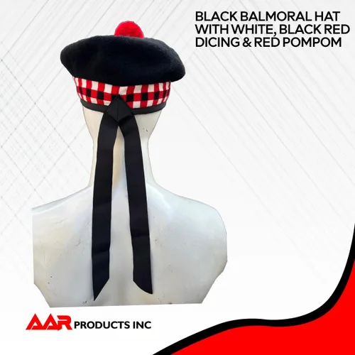 Miniatura 15 de AAR Gorros Glengarry Balmoral Kilt Scottish para hombre en dados y lisos 100% lana Piper 52-62