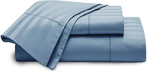 Miniatura 16 de Blue Ridge Home Fashions Juego de sábanas de algodón transpirable de 1000 hilos, tamaño California King, paja-4 piezas a rayas Paja-4pc-rayas