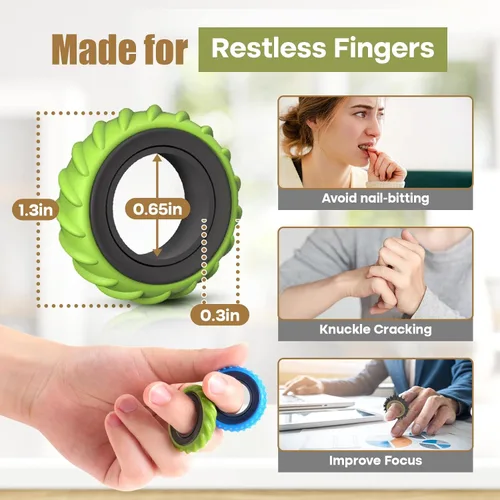 Miniatura 4 de Juguetes sensoriales para adultos, paquete de 12 anillos giratorios de textura, juguetes sensoriales para aliviar el estrés para niños con TDAH