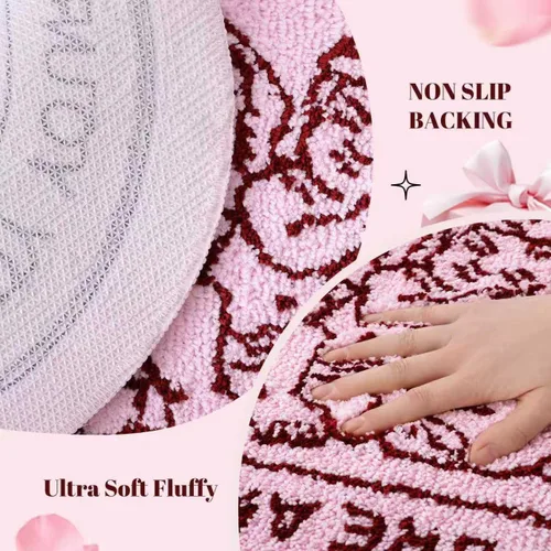 Miniatura 4 de TRUEDAYS Alfombra de baño de ángel rosa, suave, antideslizante, absorbente, rosa, diseño de boceto, elegante, decoración de querubines, para baño