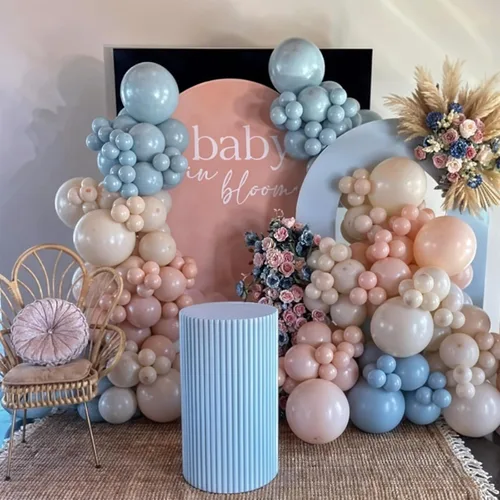 Miniatura 5 de Globos Azul Polvoriento y Rosa, 50 piezas Globos Retro Rosa y Azul, Globo de Oro Rosa Metálico Claro para Niña Niño Fiesta de Cumpleaños Boho Baby
