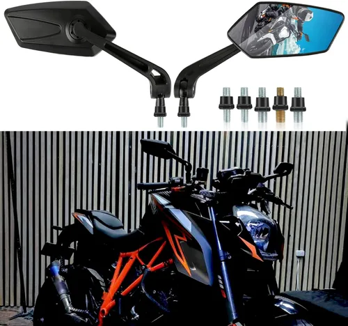 JMTBNO Espejos universales negros para motocicleta de 0.315 in y 0.394 in, espejo lateral plegable compatible con Cruiser Suzuki Honda Victory ATV