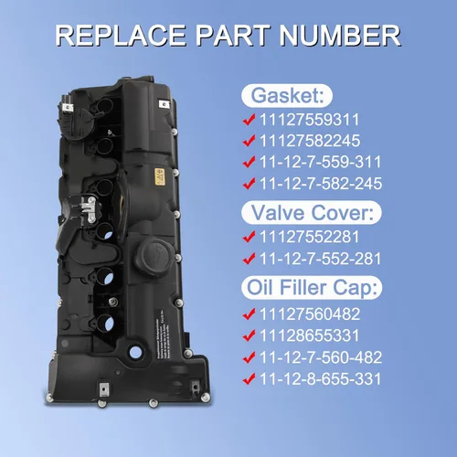 Miniatura 4 de Kit de tapa de válvula de motor con juntas y pernos 11127552281 2007-2013 compatible con BMW 128i 328i xDrive 328xi 528i xDrive 528xi 535i xDrive X3