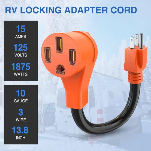 Miniatura 7 de Nilight Cable Adaptador de Corriente para RV de 15 Amperios a 50 Amperios 110V Cobre Puro Heavy Duty Enchufe Dog Bone Cable Calibre 10 5-15P a 15M