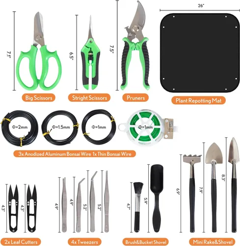Miniatura 3 de Kit de Herramientas para Bonsái de 20 Piezas, Juego de Herramientas de Jardín para Principiantes, Regalos de Jardinería para Mujeres y Hombres