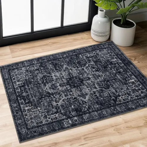 Miniatura 22 de SIILOOM Alfombra lavable de 2 x 3 pies, alfombra suave color taupe ceniza para entrada, tapete antideslizante para puerta de interior, tapete