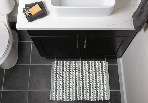 Miniatura 6 de DII Tapete de baño de felpilla ultra suave, alfombra de baño de palomitas de maíz, 17 x 24 pulgadas, rayas grises