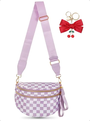 Miniatura 21 de Bum Bag Crossbody Bag para mujer Amplias bolsas Riñoneras cruzadas de nailon Monedero con cinturón para viajar y correr, regalos de moda
