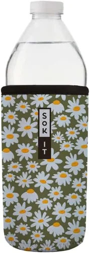 Miniatura 60 de Sok It BotlSok Funda para botella de agua con cubierta de neopreno aislante (Floral abstracto, se ajusta a CamelBak o Nalgene de 12 onzas)